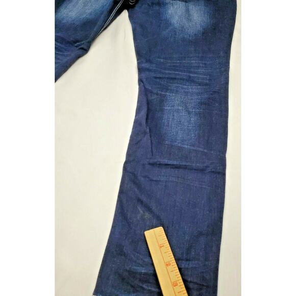 Distressed Vanity Jeans 32 x 32 Premium Embellish Slim Skinny Low Dark Stretch - Picture 2 of 12